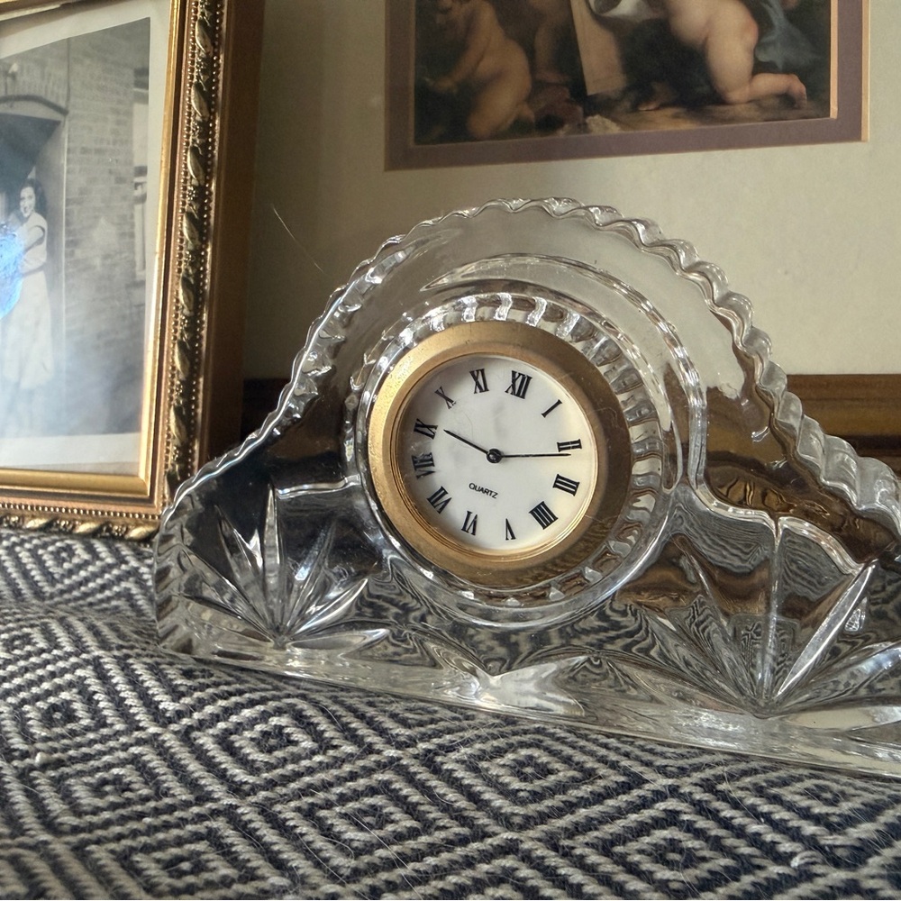 Princess House Crystal and Gold Clock one world